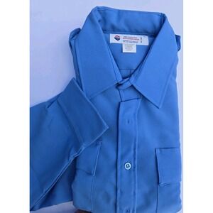 Liberty Blue Uniform Work Shirt Long Sleeve 100% Polyester Size Large 16-16.5...